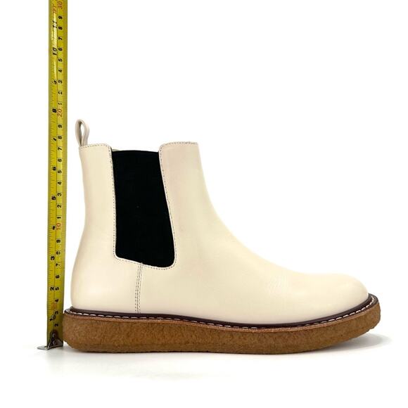 J. Crew Off White Chelsea Boots Size 7 Genuine Leather Flat Platform Booties New - Picture 8 of 13